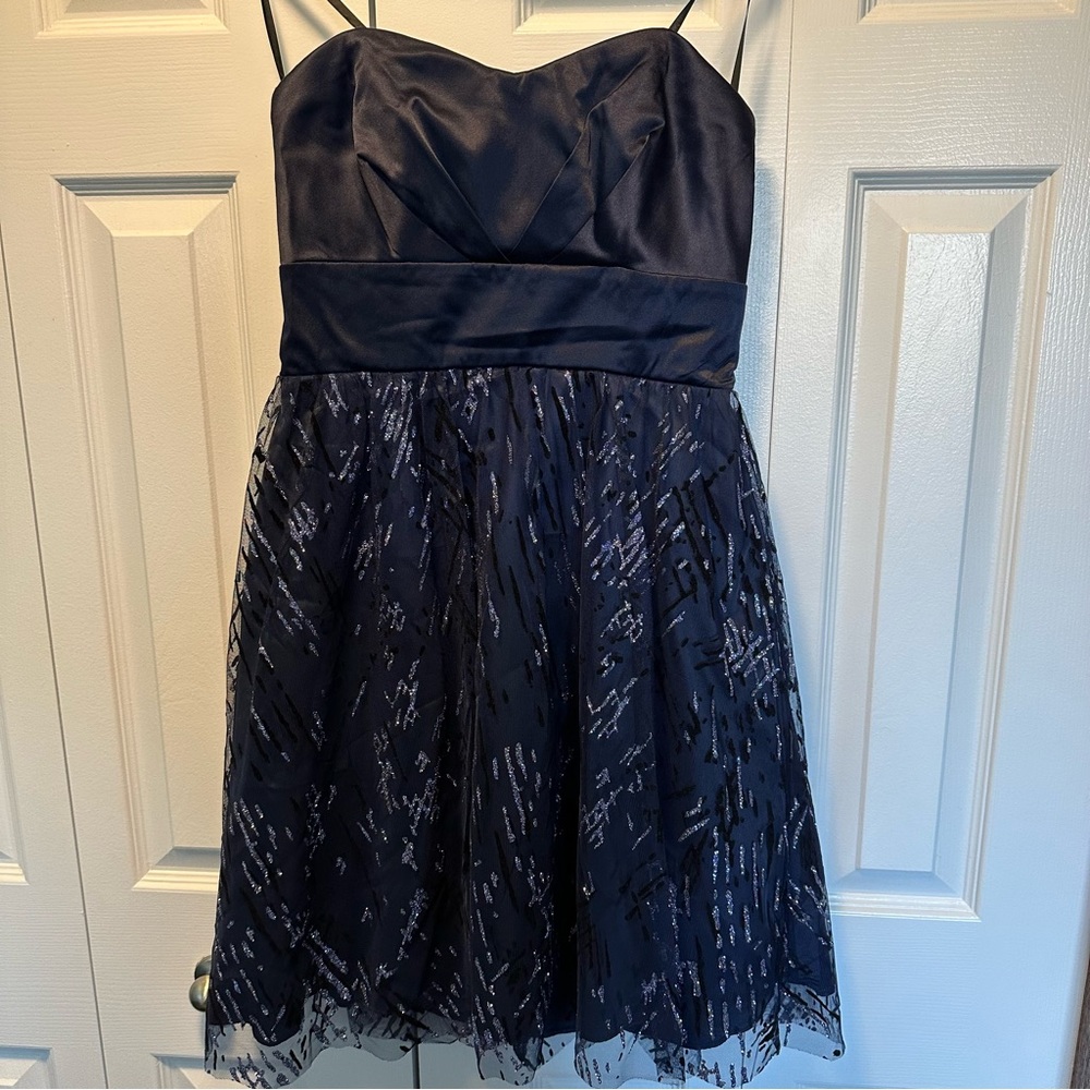 Sleeveless Navy Metallic Dress